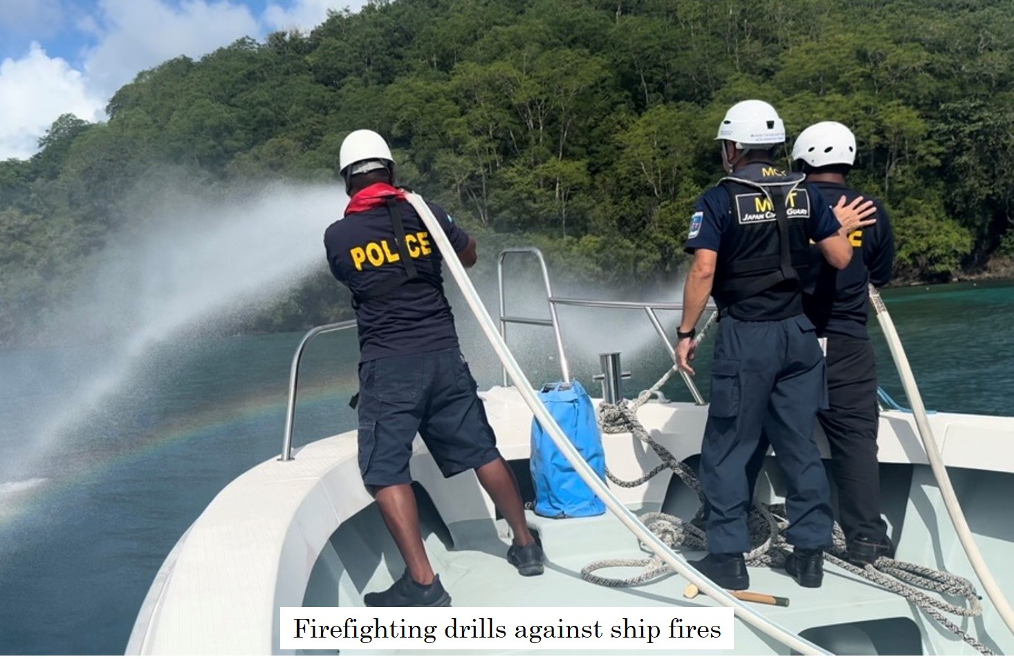 Firefighting drills against ship fires