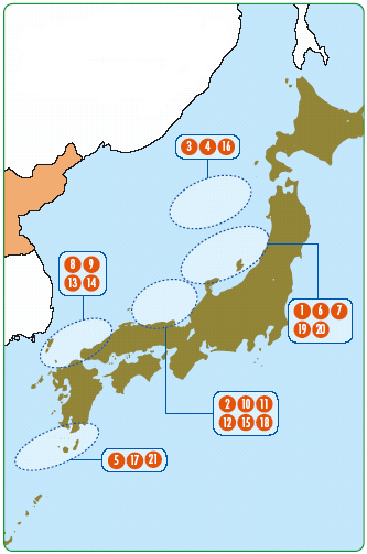不審船・工作船確認位置図