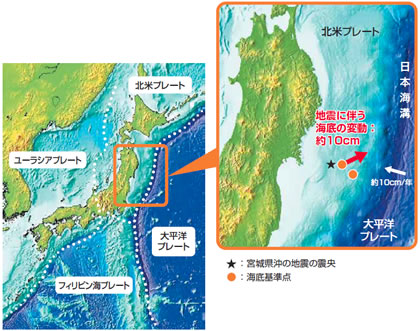 �{�錧���̒n�k�̑O��̊C��n�k�ϓ��ϑ��ɂ���͌���