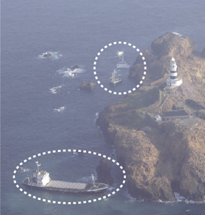 ▲神子元島(静岡県)での乗揚げ事故