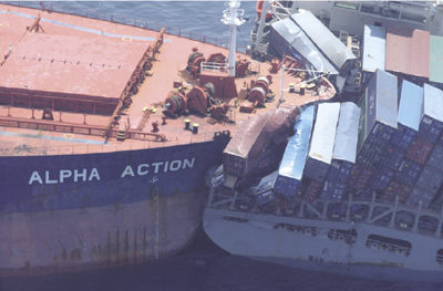 ▲伊豆大島沖合での衝突事故