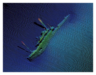 ���v�D�̉�̓f�[�^�F��������ɂ��ĊC��ɉ�������Ă���l�q���ǂ��킩��B������50m�A������5m�B